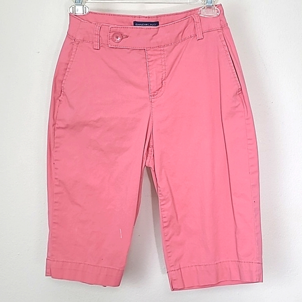 Bandolino denim bermuda short 4 pocket belt loops sz 4 Salmon pink